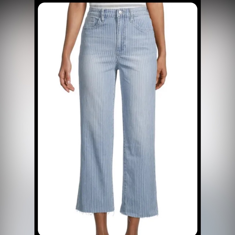 LIKE NEW: JOE'S JEANS High-Rise Wide-Leg Cropped Jeans in Vintage Pinstripe